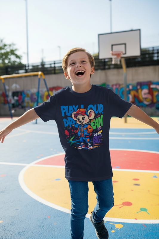 Play Loud Dream Big — Navy Blue Tee